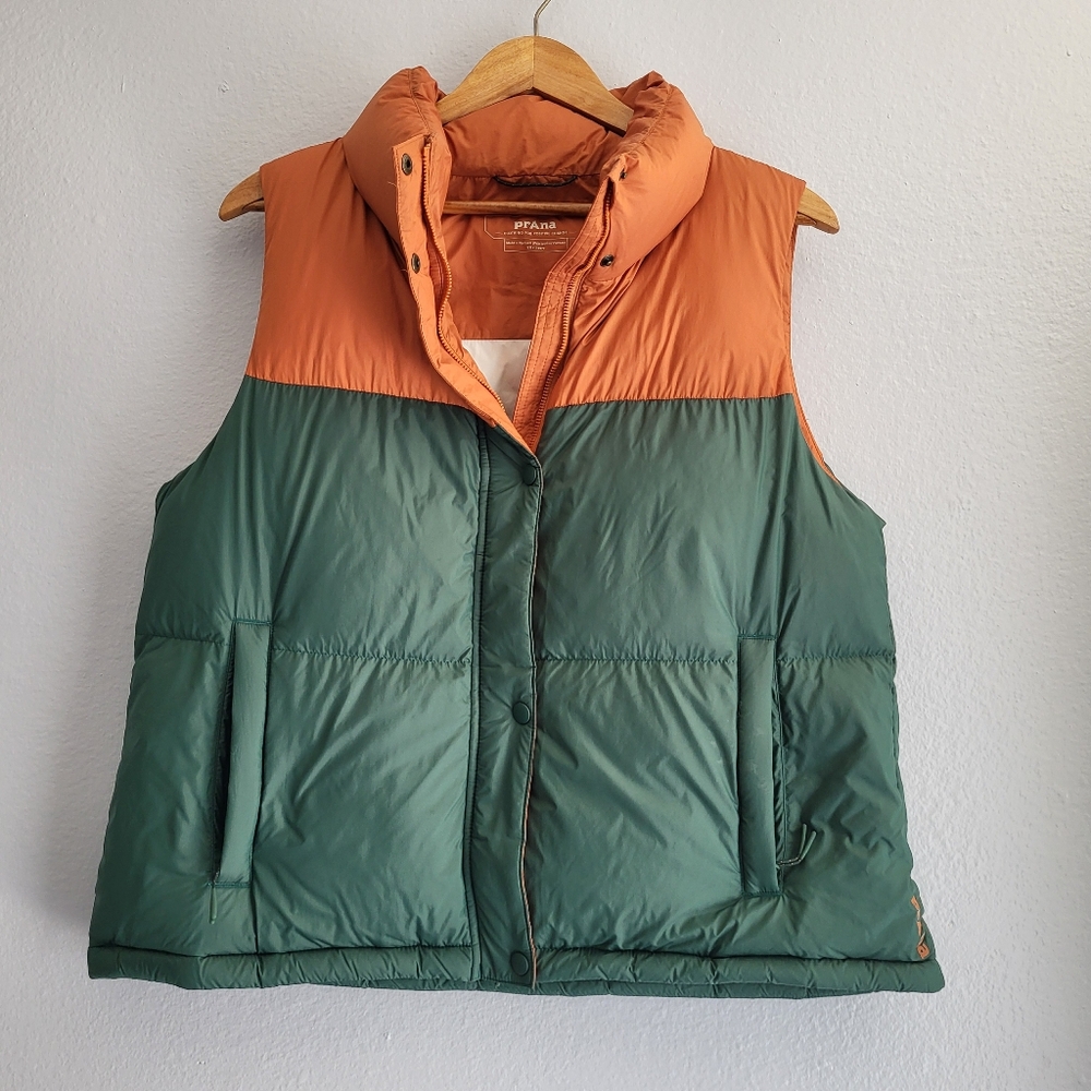 Prana Orange and Green Puffer Vest - Picture 12 of 12